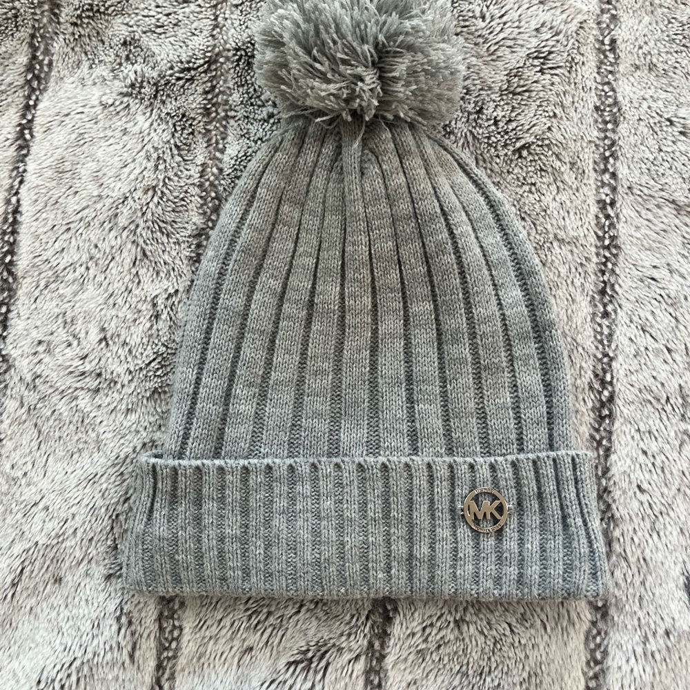 Michael Kors Ribbed Knit Beanie with Pom